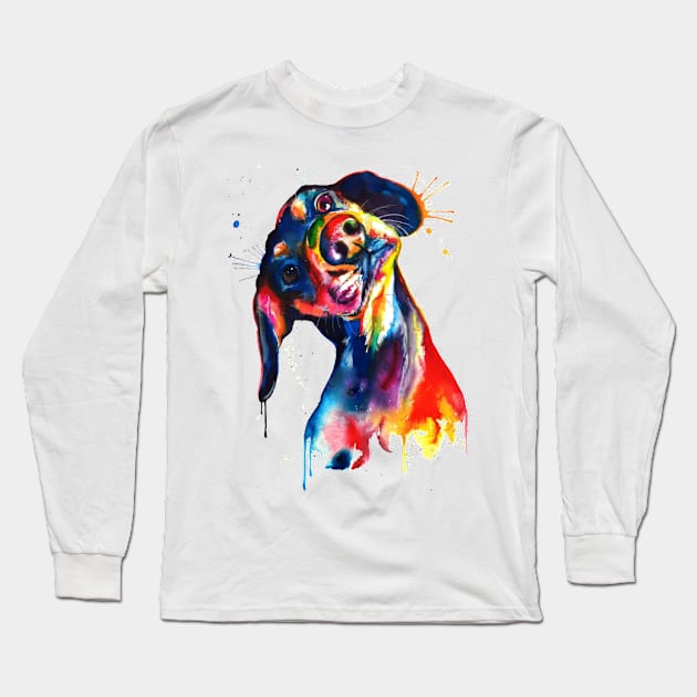 Rainbow Bloodhound Long Sleeve T-Shirt by designsbycreation